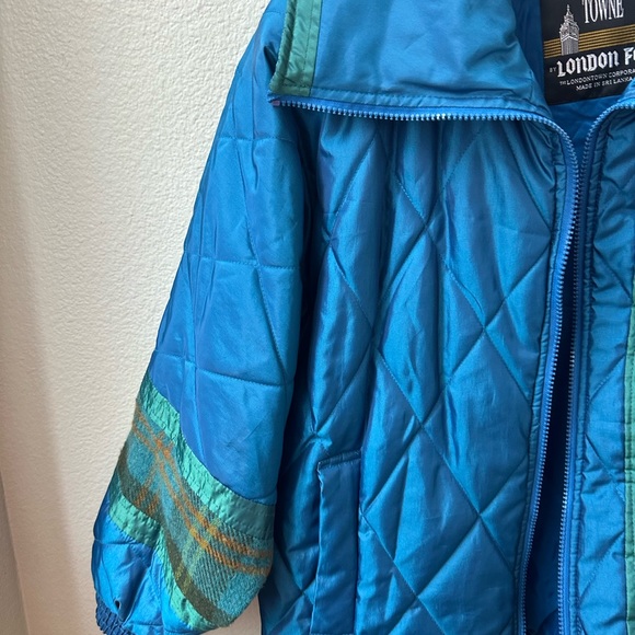 vintage London Fog Glacial Fog Puffer Ski Jacket Turquoise purple plaid womens S - Picture 8 of 9